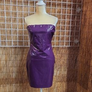 Fashion Nova Shiny Purple Strapless Dress, Size Small